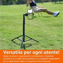Carica l'immagine nel visualizzatore di Gallery, Amazon Basics - Treppiede per Telefono Estensibile e Bastone per Selfie 162cm, con Telecomando Wireless, Nero