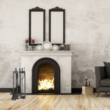 Carica l'immagine nel visualizzatore di Gallery, Relaxdays Set di Attrezzi da Camino, 5 Accessori, Attizzatoio, Paletta, Scopino, Pinza e Supporto Utensili, Grigio Nero