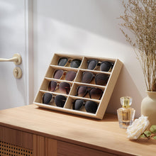 Carica l'immagine nel visualizzatore di Gallery, Pickpiff Organizer Occhiali da Sole, Organizer Occhiali Velluto 8 Scomparti, 35x24x4cm, Beige