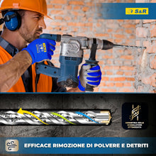 Carica l'immagine nel visualizzatore di Gallery, S&amp;R Set Punte Trapano SDS-Plus a 4 taglienti - 6 Punte per CEMENTO ARMATO e Muratura. Ø 5/6/8 x 11cm - 6/8/10 x 16cm. Pu