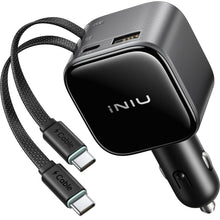 Carica l'immagine nel visualizzatore di Gallery, INIU Caricabatterie Auto 145W, 4 Porte PD USB C Retrattile, Accendisigari