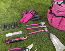 Carica l'immagine nel visualizzatore di Gallery, SIXTOL Garden PINK - Set di 10 attrezzi da giardino, 10 pezzi, accessori da giardino in acciaio inox, pratica borsa da giardino come regalo per donne, per giardinieri e donne