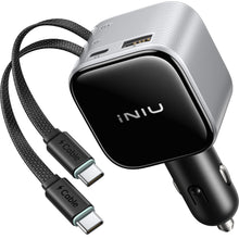 Carica l'immagine nel visualizzatore di Gallery, INIU Caricabatterie Auto 145W, 4 Porte PD USB C Retrattile, Accendisigari