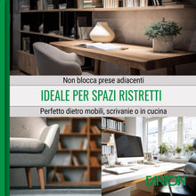 Carica l'immagine nel visualizzatore di Gallery, FANTON 82220 adattatore presa tripla piatta SALVASPAZIO - 1 spina italiana GRANDE 16A 3 prese italiane grandi