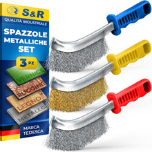 Carica l'immagine nel visualizzatore di Gallery, S&amp;R Set 3 Spazzole Manuali Inox Carbonio e Ottone 265mm