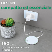 Carica l'immagine nel visualizzatore di Gallery, Caricatore Wireless 15W, Pad di Ricarica Rapida con LED Circolare Indicatore, Cavo USB-C 160cm Incluso, Compatibile con 