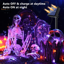 Carica l'immagine nel visualizzatore di Gallery, Halloween Luci Stringa Arancia Viola, BrizLabs 2 Pezzi 14M 120 LED Catena Luminosa Solare Esterno Impermeabile 8 Modalit