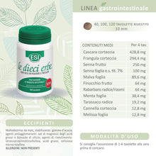 Carica l'immagine nel visualizzatore di Gallery, ESI - Le Dieci Erbe, Integratore Alimentare Vegetale con Tarassaco, Lassativo Naturale Contro Stitichezza, Costipazione 