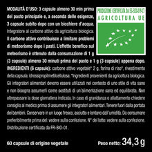 Carica l'immagine nel visualizzatore di Gallery, Carbone Vegetale Per Gonfiore Pancia I Biologico | 60 Capsule | Nutrimea