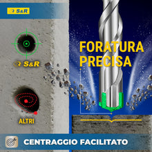 Carica l'immagine nel visualizzatore di Gallery, S&amp;R Set Punte Trapano SDS-Plus a 4 taglienti - 6 Punte per CEMENTO ARMATO e Muratura. Ø 5/6/8 x 11cm - 6/8/10 x 16cm. Pu