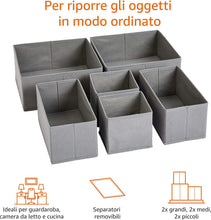 Carica l'immagine nel visualizzatore di Gallery, Amazon Basics Organizer in tessuto per cassetto, 6 unità, Grigio
