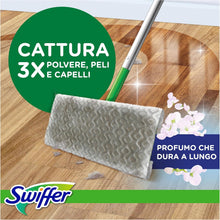 Carica l'immagine nel visualizzatore di Gallery, Swiffer Starter Kit Manico Scopa + 8 Panni Pavimenti + 3 Lavapavimenti