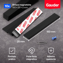 Carica l'immagine nel visualizzatore di Gallery, GAUDER Strisce magnetiche autoadesive, calamite (10 pz, 15cm x 25mm x 2mm)