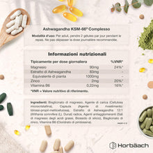 Carica l'immagine nel visualizzatore di Gallery, Magnesio e Ashwagandha KSM-66 Alto Dosaggio - 120 Compresse Vegane