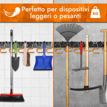 Carica l'immagine nel visualizzatore di Gallery, Portautensili da giardino [2x40cm] Organizer per utensili con ganci antiscivolo – portautensili per scope, zappe e altri