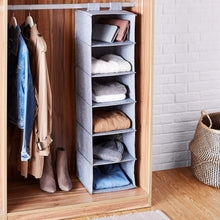 Carica l'immagine nel visualizzatore di Gallery, Amazon Basics Organizer da appendere nell’armadio - 6 ripiani, grigio melange, 30.48 x 5.08 x 30.48 cm