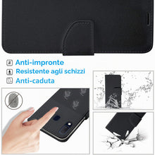 Carica l'immagine nel visualizzatore di Gallery, Newtop HQ Lateral Cover Custodia Libro Flip Magnetica Portafoglio Simil Pelle Stand Compatibile per Samsung Galaxy A20E 