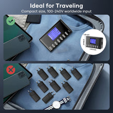 Carica l'immagine nel visualizzatore di Gallery, Stazione di ricarica con 8 porte USB C 60W, 12A, con display LCD per più dispositivi, Caricabatterie intelligente da tav