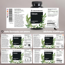 Carica l'immagine nel visualizzatore di Gallery, Cromo (picolinato di cromo) – alto dosaggio di 200 μg di cromo per compressa – 365 compresse – vegano, senza additivi in