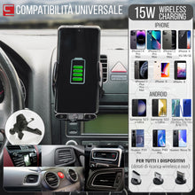 Carica l'immagine nel visualizzatore di Gallery, Caricatore Wireless Auto 15W, Supporto Cellulare Auto con Bloccaggio Automatico e Rotazione 360°, Ricarica Rapida per Bo