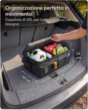 Carica l'immagine nel visualizzatore di Gallery, Praknu Organizer Bagagliaio con Coperchio Piccolo 35L – Pieghevole a 15L – 3 Scomparti con 11 Tasche – Idrorepellente e 