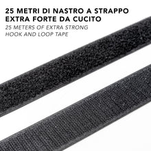 Carica l'immagine nel visualizzatore di Gallery, IPEA Nastro a Strappo da Cucire 20 mm Nero - [ Ben 25 Metri di Lunghezza ] - Made in Italy - (Non Adesivo) - Striscia Ex