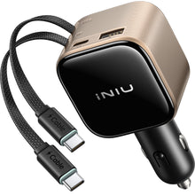 Carica l'immagine nel visualizzatore di Gallery, INIU Caricabatterie Auto 145W, 4 Porte PD USB C Retrattile, Accendisigari