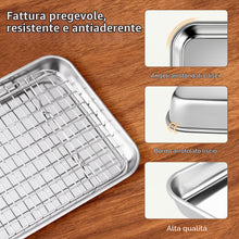 Carica l'immagine nel visualizzatore di Gallery, Fire More Teglia da Forno con Griglia di Raffreddamento Rimovibile in Acciaio Inox, Set da 1 Pezzo (1 teglia + 1 griglia