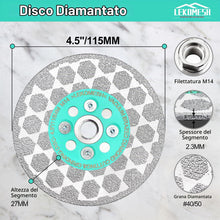 Carica l'immagine nel visualizzatore di Gallery, Disco Diamantato 115MM Porcellanato - Disco Diamantato Gres Porcellanato Doppelseitig Dischi Diamantati Taglio Macinazio