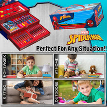 Carica l'immagine nel visualizzatore di Gallery, Marvel Valigetta Colori per Bambini Spiderman con Pennarelli e Matite Colorate (Multicolore Spiderman)