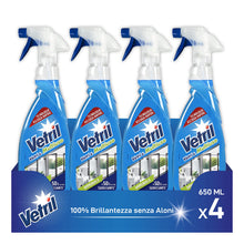 Carica l'immagine nel visualizzatore di Gallery, Vetril Detergente Spray Vetri e Superfici con Ammoniaca, 650 ml x 4