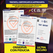 Carica l'immagine nel visualizzatore di Gallery, Occhiali per Eclissi Solare – Certificati ISO 12312-2 e CE, Protezione Sicura per Osservazione del Sole, AAS 2026, Confe