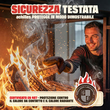 Carica l'immagine nel visualizzatore di Gallery, achilles Guanto Da Camino, Conforme alla Norma En407, Con Isolamento Termico, Guanto da Forno In Pelle, Guanto Protettiv