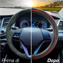 Carica l'immagine nel visualizzatore di Gallery, Upgrade4cars Coprivolante Auto Rosso Nero Finta Pelle Universale 37-38 cm