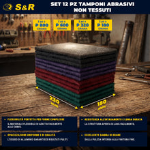 Carica l'immagine nel visualizzatore di Gallery, S&amp;R 12 Spugne Abrasive Grandi per Metallo Legno Acciaio inox per Cucina o Fai-da-te. Carta Vetrata a Grana fine e grossa