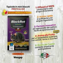 Carica l'immagine nel visualizzatore di Gallery, Veleno per Topi e Ratti in Mini Blocchi con Aroma alla Frutta e Cereali, Esca Topicida Ratticida Professionale Potente U