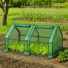 Carica l'immagine nel visualizzatore di Gallery, VOUNOT® Mini Serra da Giardino a Tetto a Punta 180x90x90cm, con 2 Finestre Laterali Avvolgibili, Copertura in PE Rinforz