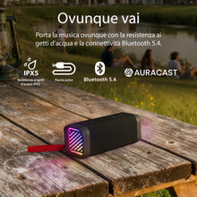 Carica l'immagine nel visualizzatore di Gallery, PHILIPS TAS2000B Altoparlante wireless Bluetooth con spettacolo di luci LED, 20 W Bass+, Auracast, 20H di riproduzione, 