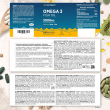Carica l'immagine nel visualizzatore di Gallery, Omega 3 Olio di Pesce 3000mg - 240 Softgel - EPA e DHA