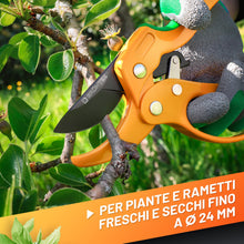Carica l'immagine nel visualizzatore di Gallery, GRÜNTEK Forbici Cesoie da Potatura a Cricchetto Automatico Gialle Giardinaggio Professionali 20.5 cm GUFO