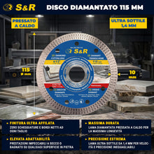 Carica l'immagine nel visualizzatore di Gallery, S&amp;R Disco Diamantato 115 piastrelle. Disco diamantato Gres Porcellanato Piastrelle Ceramica Granito Marmo. Dischi Flessi