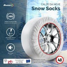 Carica l'immagine nel visualizzatore di Gallery, Bottari Calze da Neve Snow Socks Omologate Italia, Taglia XL, Bianco, Catene da Neve Tessili per R14 - R21 (Misure per P