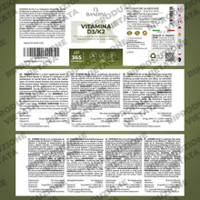 Carica l'immagine nel visualizzatore di Gallery, Bandini® Vitamina D3 K2 | 365 COMPRESSE (12 Mesi) | Vitamina D 2000 UI +