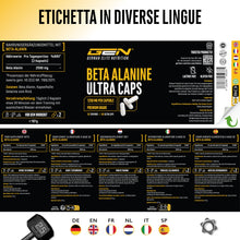 Carica l'immagine nel visualizzatore di Gallery, GEN GERMAN ELITE NUTRITION Beta Alanina Ultra Caps - 365 Capsule