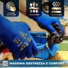 Carica l'immagine nel visualizzatore di Gallery, S&amp;R-12 Paia Guanti da Lavoro protettivi in fibra di nylon con rivestimento in poliuretano, blu, Misura L/9