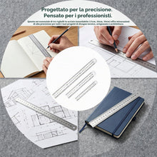 Carica l'immagine nel visualizzatore di Gallery, Set di 3 righelli di precisione in acciaio INOX, Inossidabile Righelli Metallo Bilancia a Doppia Faccia 15cm/20cm/30cm R