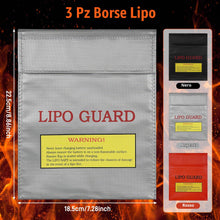 Carica l'immagine nel visualizzatore di Gallery, 3 Pcs Borsa Ignifuga Lipo Safe Bag per Batterie, 22.5x18.5 cm