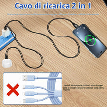 Carica l'immagine nel visualizzatore di Gallery, 2 In 1 Cavo Di Ricarica Rapida Da USB A Typ-C, Cavo Dati Multi-Tipo-C In Nylon 1,2 M, Caricabatterie Typ-C Con Doppio Sp