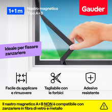 Carica l'immagine nel visualizzatore di Gallery, GAUDER Nastro magnetico A+B autoadesivo per zanzariere (1+1 m)