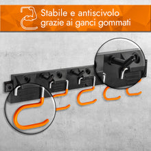 Carica l'immagine nel visualizzatore di Gallery, Portautensili da giardino [2x40cm] Organizer per utensili con ganci antiscivolo – portautensili per scope, zappe e altri